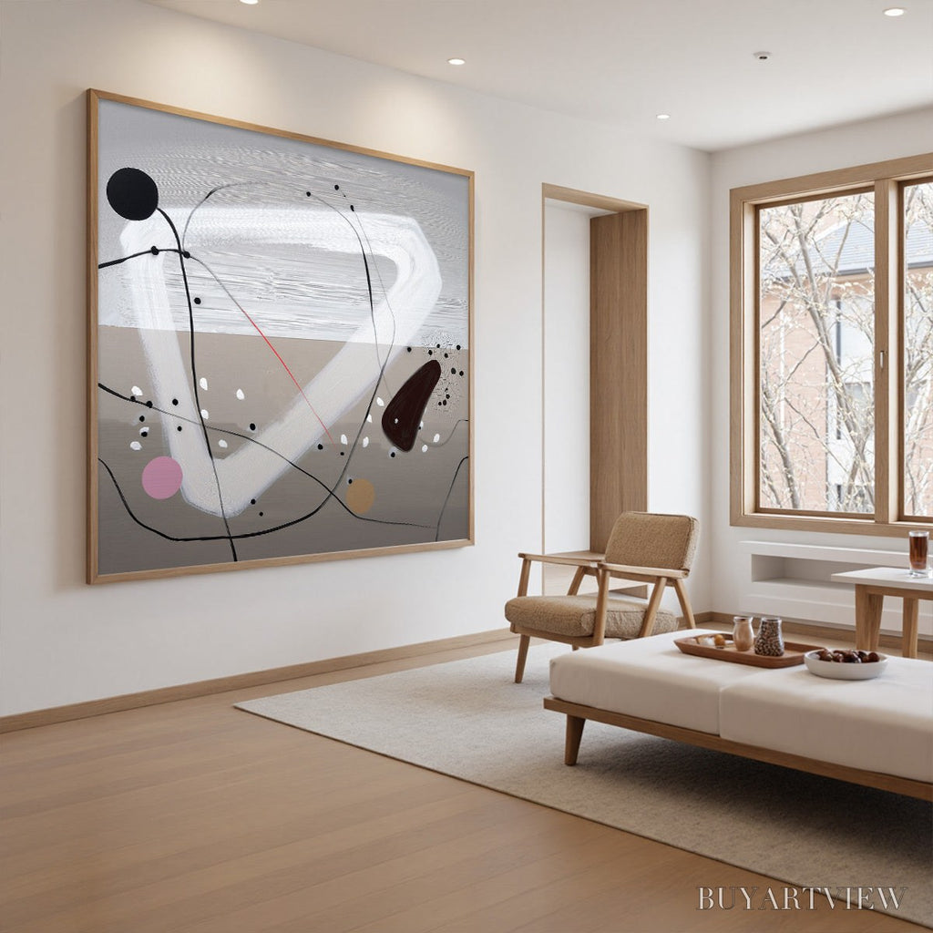 ARTOVITAS Taupe Triptych – Minimalist Abstract Oil Painting - image 3