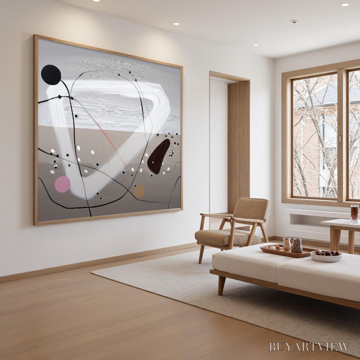 ARTOVITAS Taupe Triptych – Minimalist Abstract Oil Painting - image 3