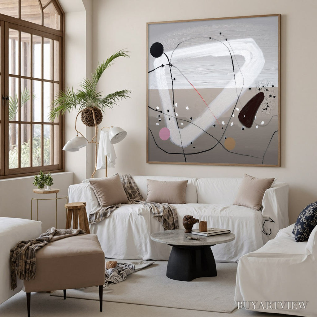 ARTOVITAS Taupe Triptych – Minimalist Abstract Oil Painting - image 4