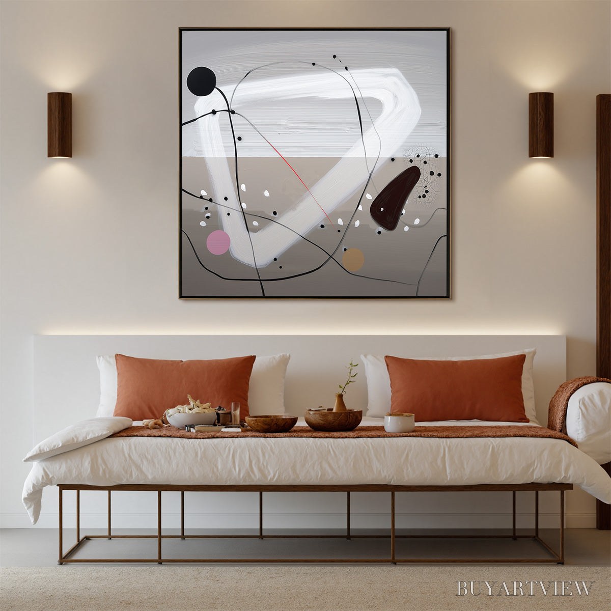 ARTOVITAS Taupe Triptych – Minimalist Abstract Oil Painting - image 5