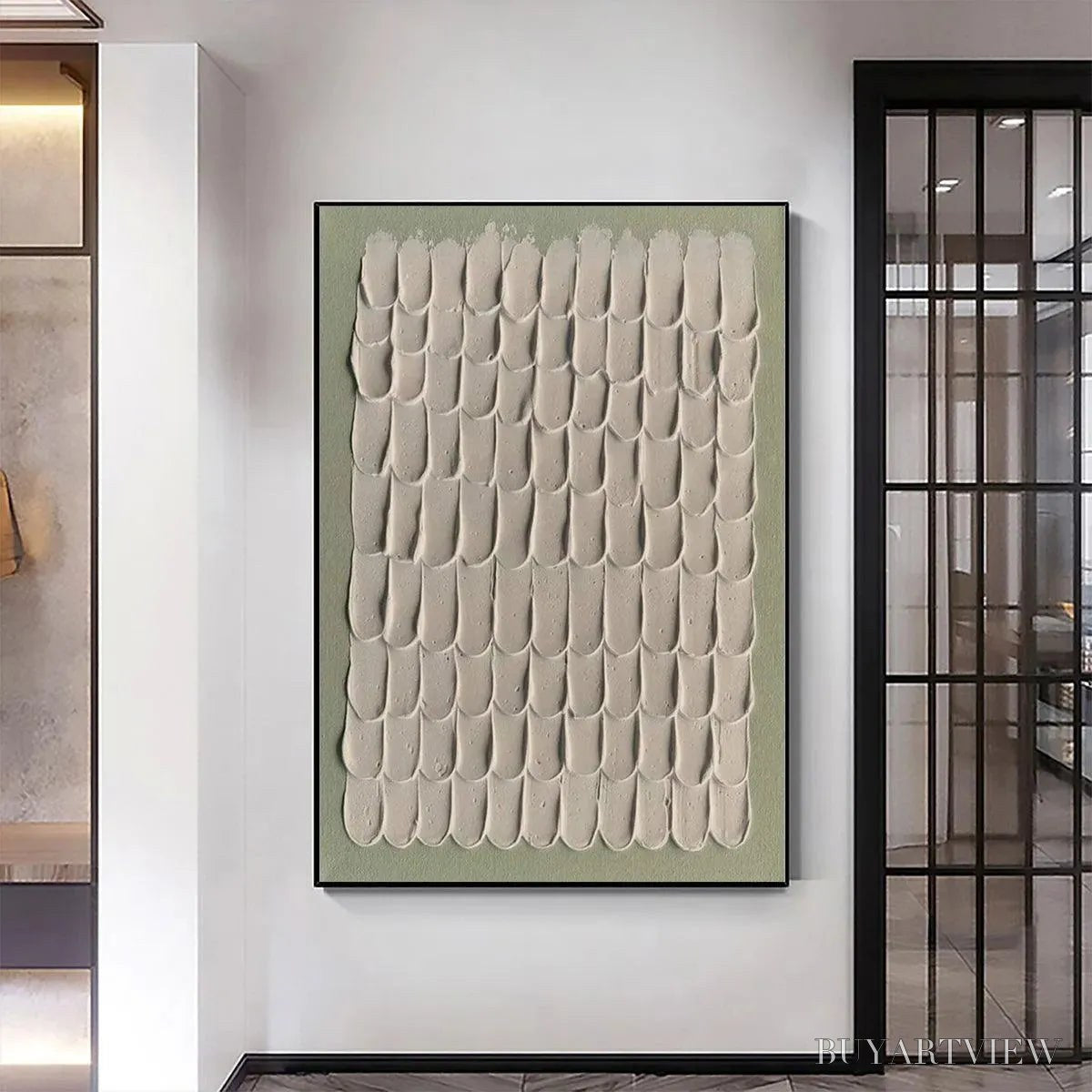 ARTOVITAS Textured Scales – Textured Abstract Painting in Neutral Tones - image 2