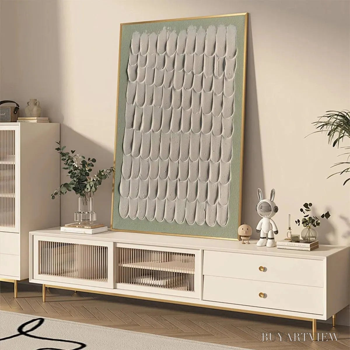 ARTOVITAS Textured Scales – Textured Abstract Painting in Neutral Tones - image 4