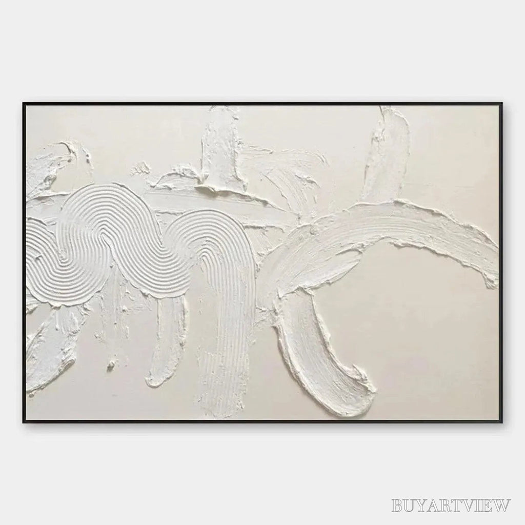 ARTOVITAS White Textured Abstract – Textured Abstract Painting in White - image 1