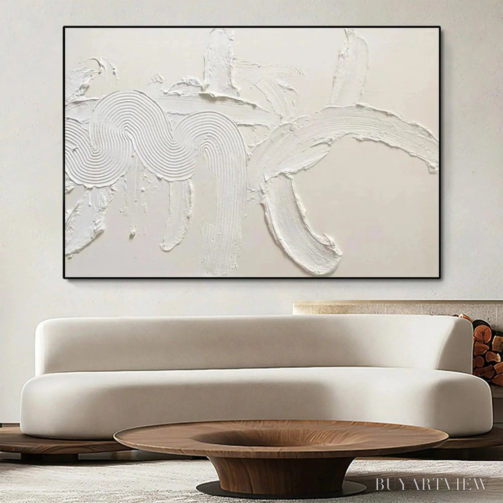 ARTOVITAS White Textured Abstract – Textured Abstract Painting in White - image 2