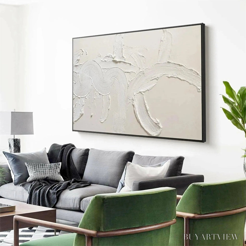 ARTOVITAS White Textured Abstract – Textured Abstract Painting in White - image 4