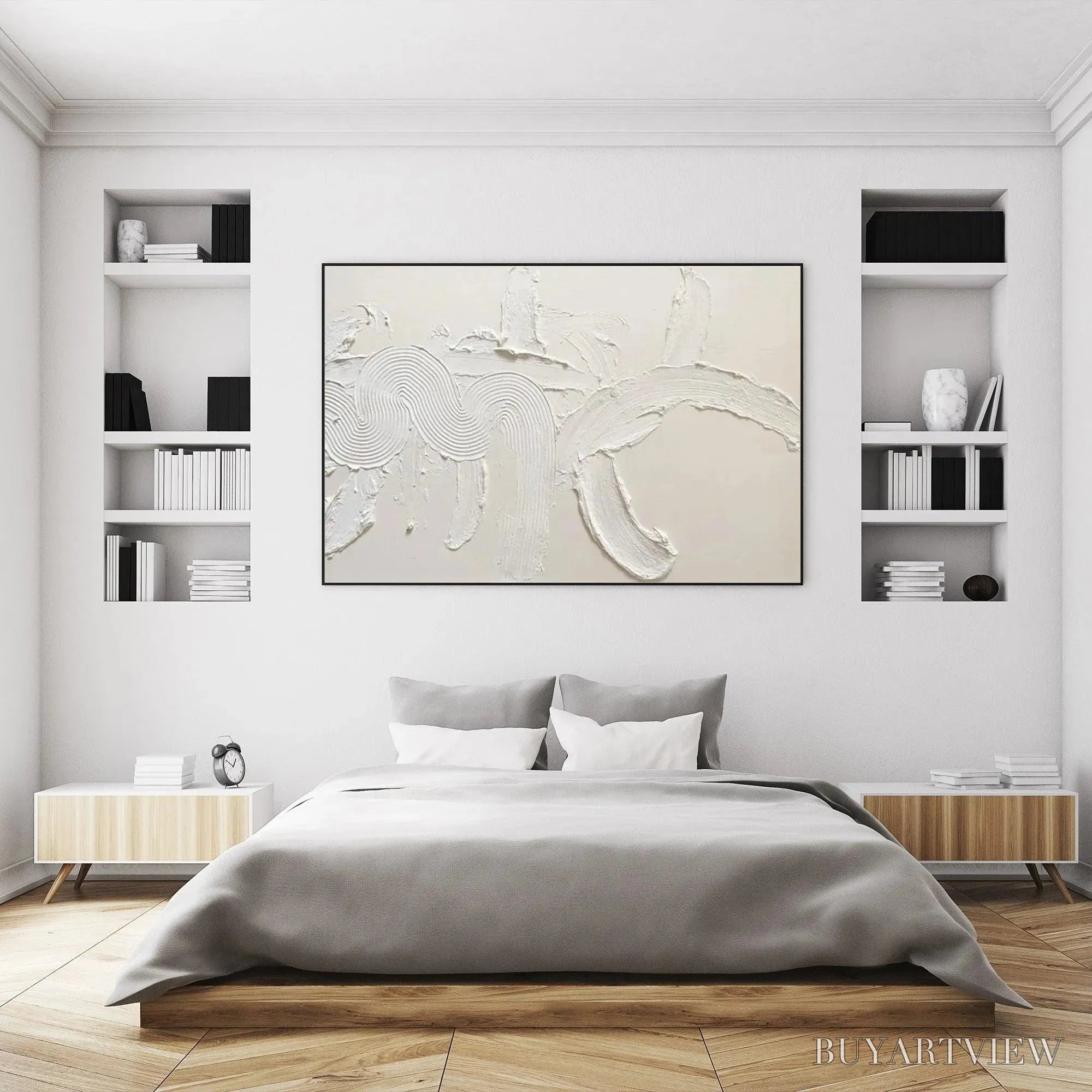 ARTOVITAS White Textured Abstract – Textured Abstract Painting in White - image 5