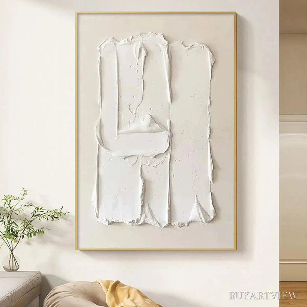 ARTOVITAS White Textured Relief – Textured Abstract Painting in White - image 2