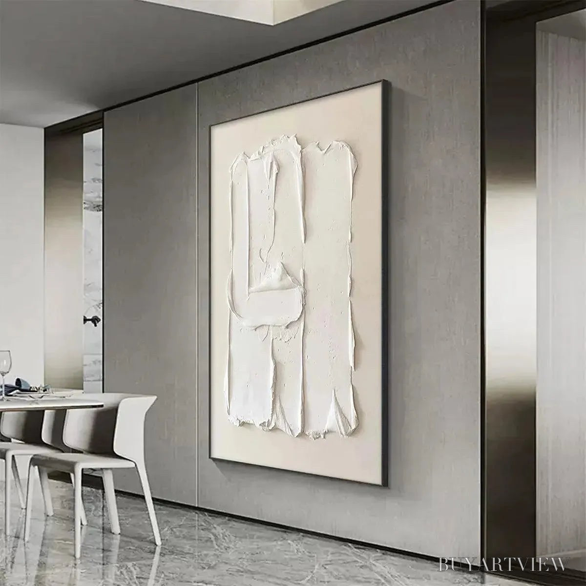 ARTOVITAS White Textured Relief – Textured Abstract Painting in White - image 5