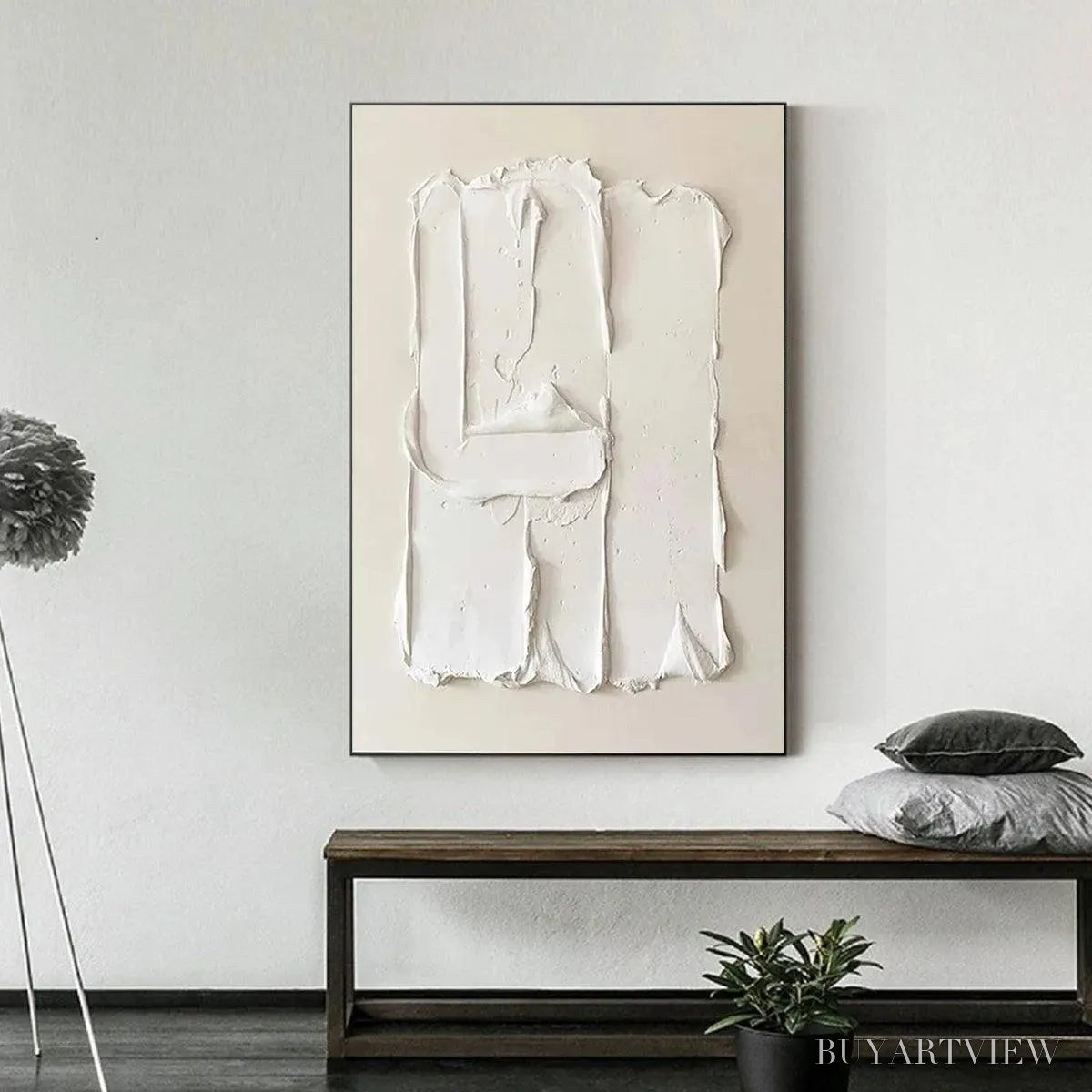 ARTOVITAS White Textured Relief – Textured Abstract Painting in White - image 6