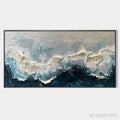 ARTOVITAS Frozen Motion – Textured Abstract Waterscape Painting in Teal and White - image 1