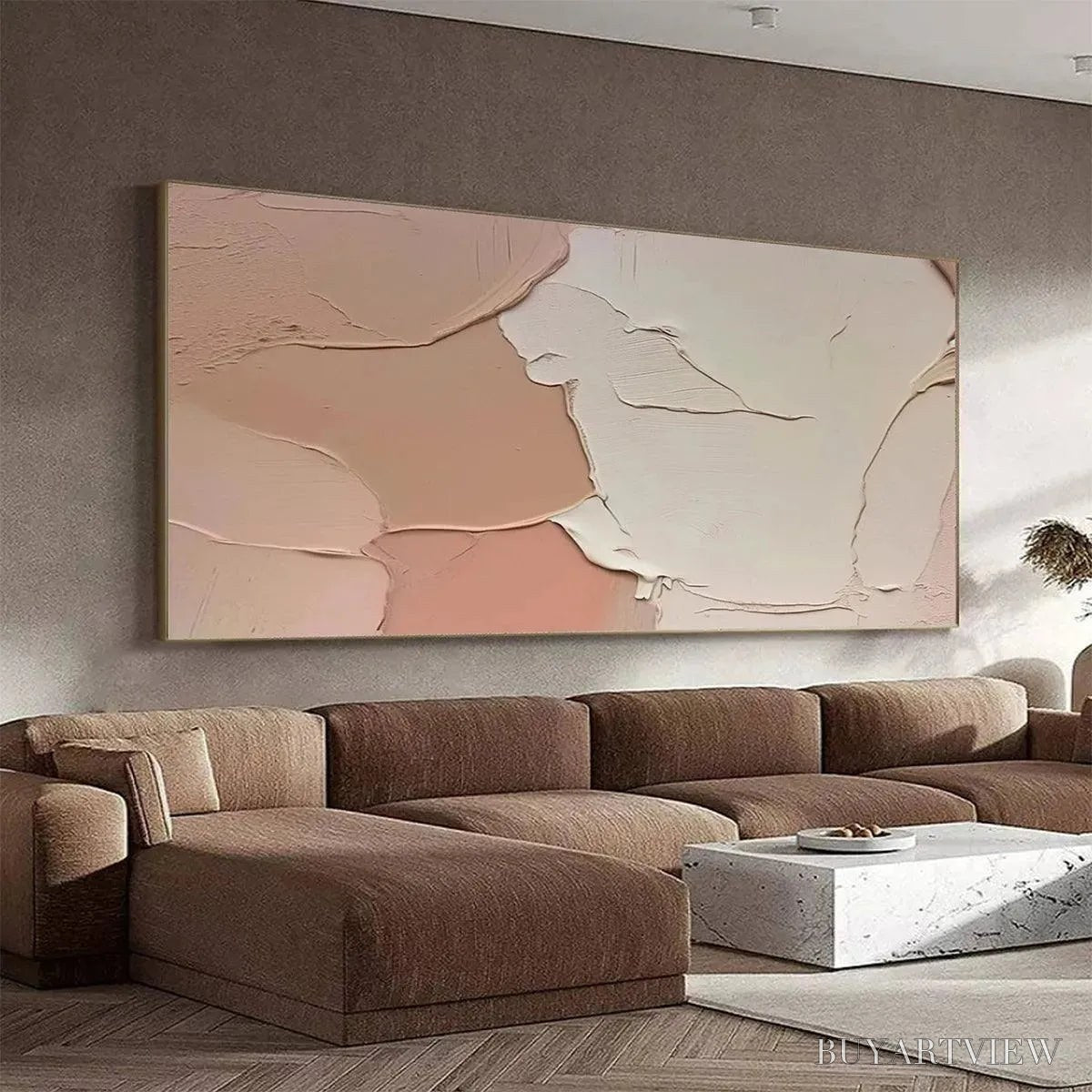 ARTOVITAS Nude Abstract – Textured Abstract Painting in Neutral Tones - image 5