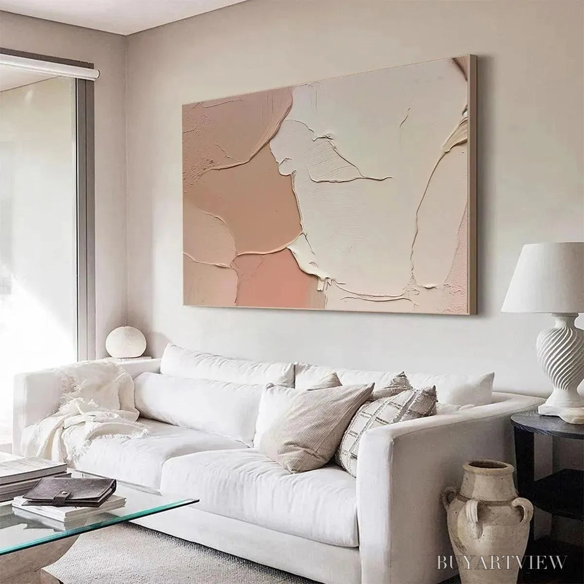 ARTOVITAS Nude Abstract – Textured Abstract Painting in Neutral Tones - image 6