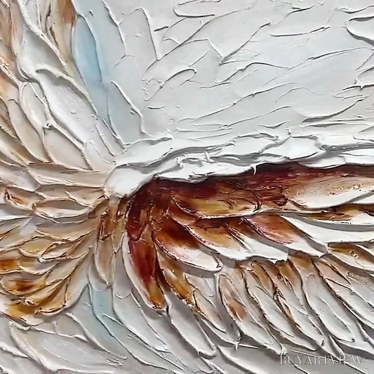 ARTOVITAS Angel Wings – Textured White and Gold Angel Wing Painting - image 3