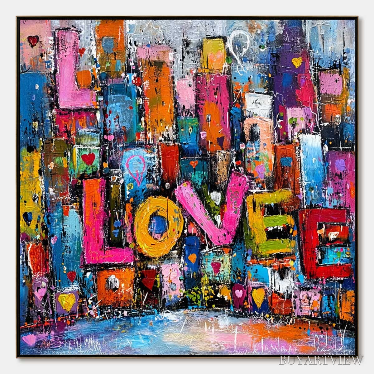 ARTOVITAS Love Explosion – Colorful Abstract Graffiti Style Textured Painting - image 1