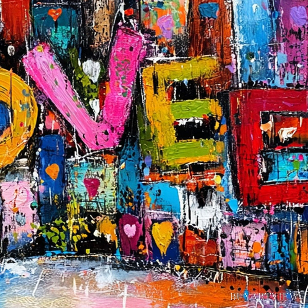 ARTOVITAS Love Explosion – Colorful Abstract Graffiti Style Textured Painting - image 3
