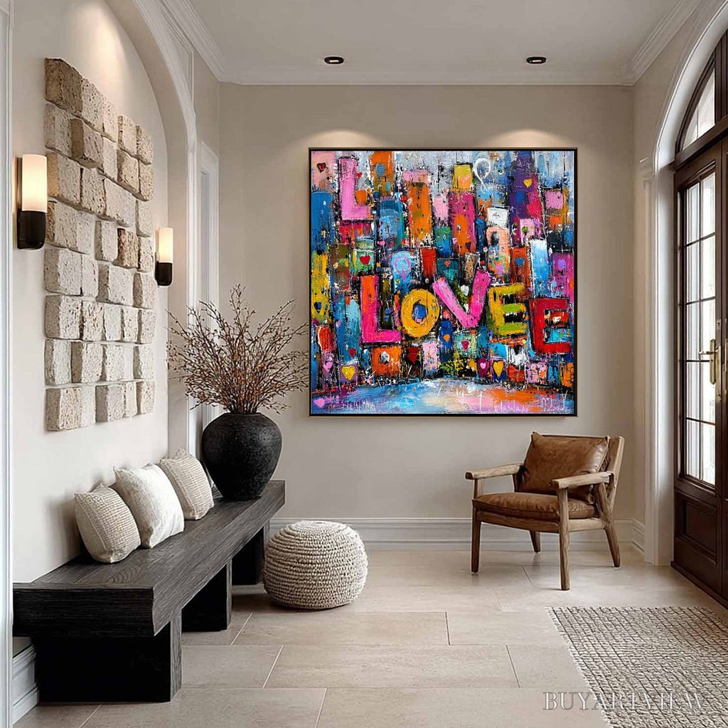 ARTOVITAS Love Explosion – Colorful Abstract Graffiti Style Textured Painting - image 4