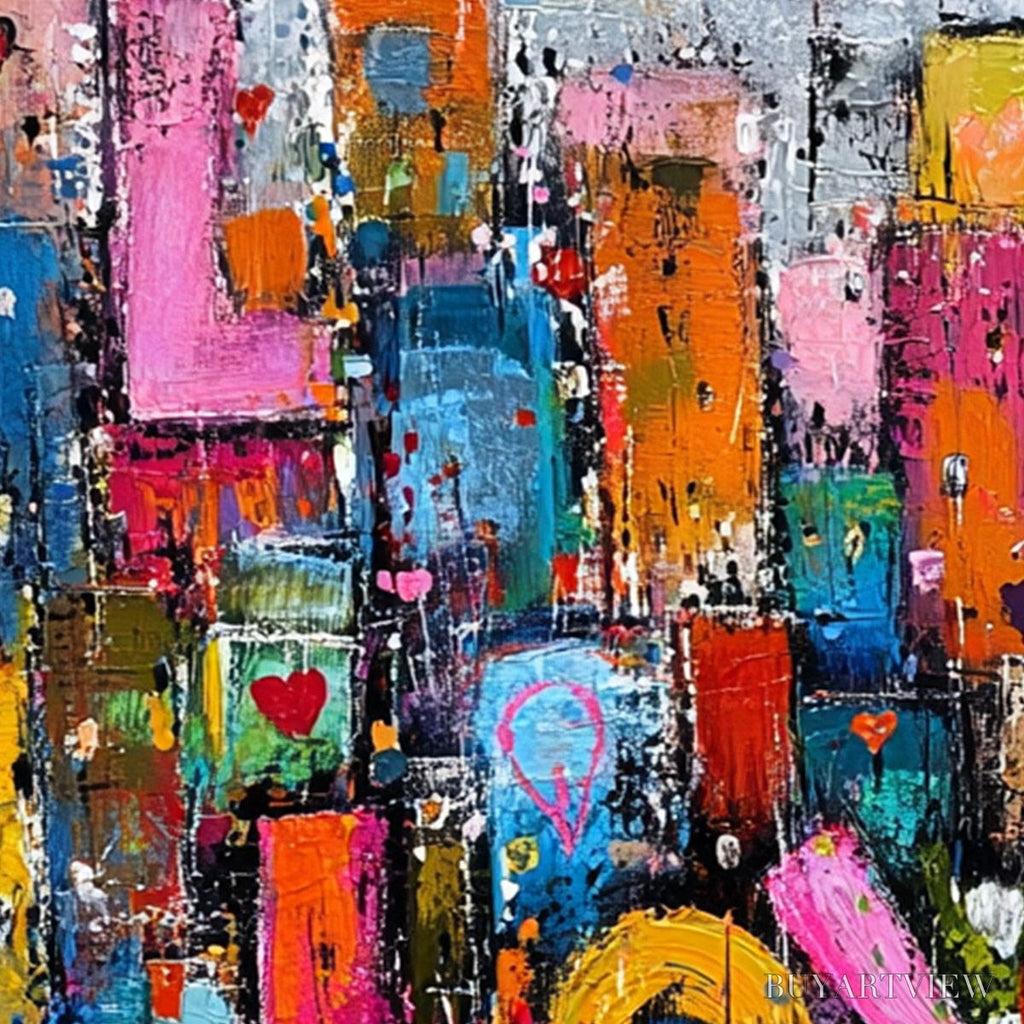 ARTOVITAS Love Explosion – Colorful Abstract Graffiti Style Textured Painting - image 5