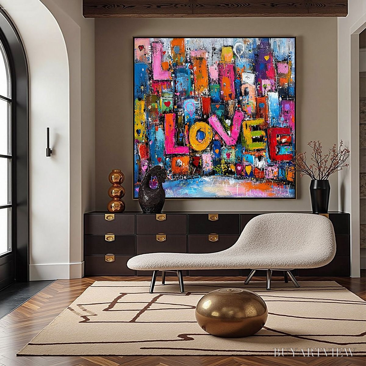 ARTOVITAS Love Explosion – Colorful Abstract Graffiti Style Textured Painting - image 6