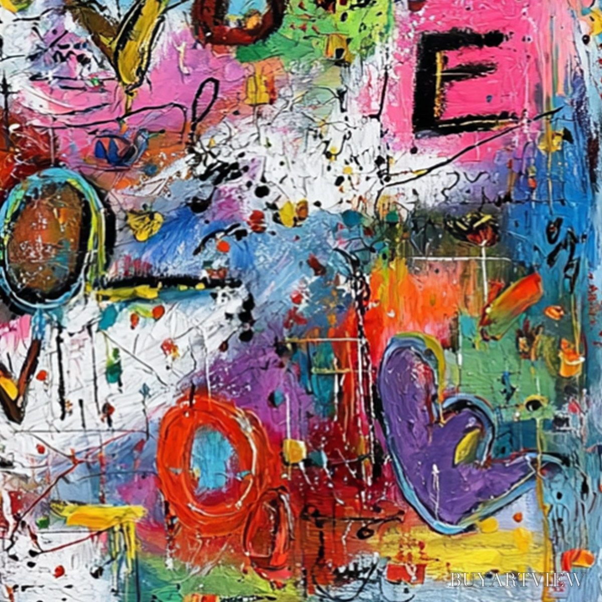 ARTOVITAS Love Explosion – Colorful Abstract Graffiti Style Love Painting - image 3