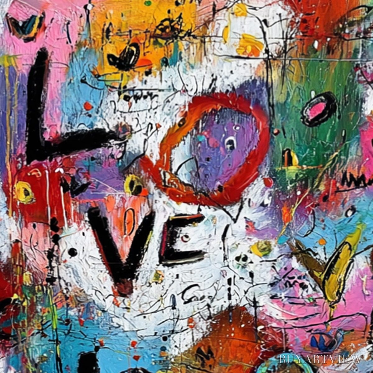 ARTOVITAS Love Explosion – Colorful Abstract Graffiti Style Love Painting - image 5