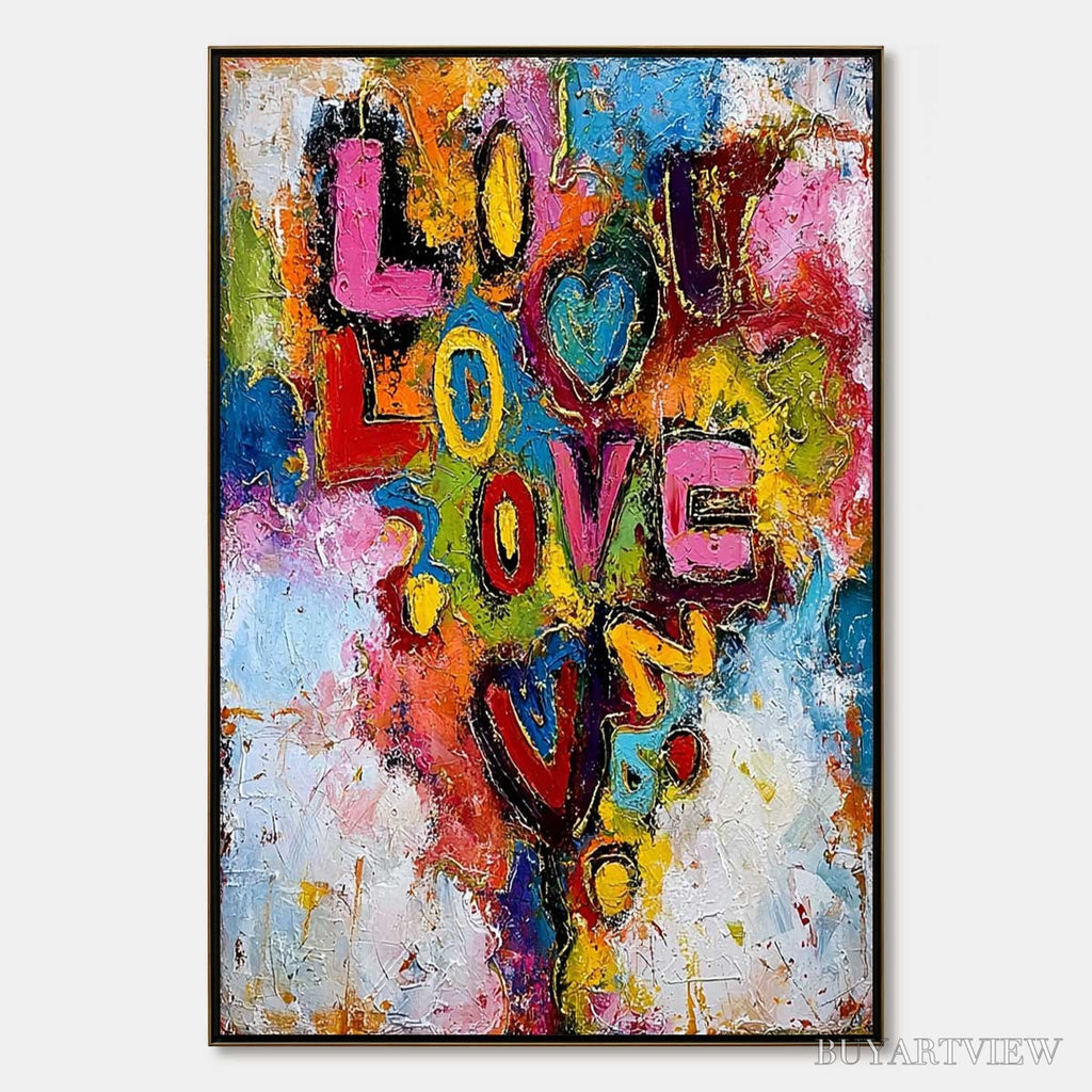 ARTOVITAS Love Cascade – Colorful Textured Abstract Love Graffiti - image 1