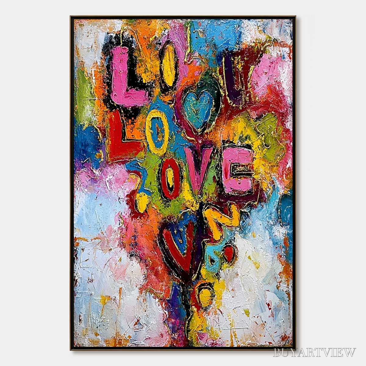 ARTOVITAS Love Cascade – Colorful Textured Abstract Love Graffiti - image 1