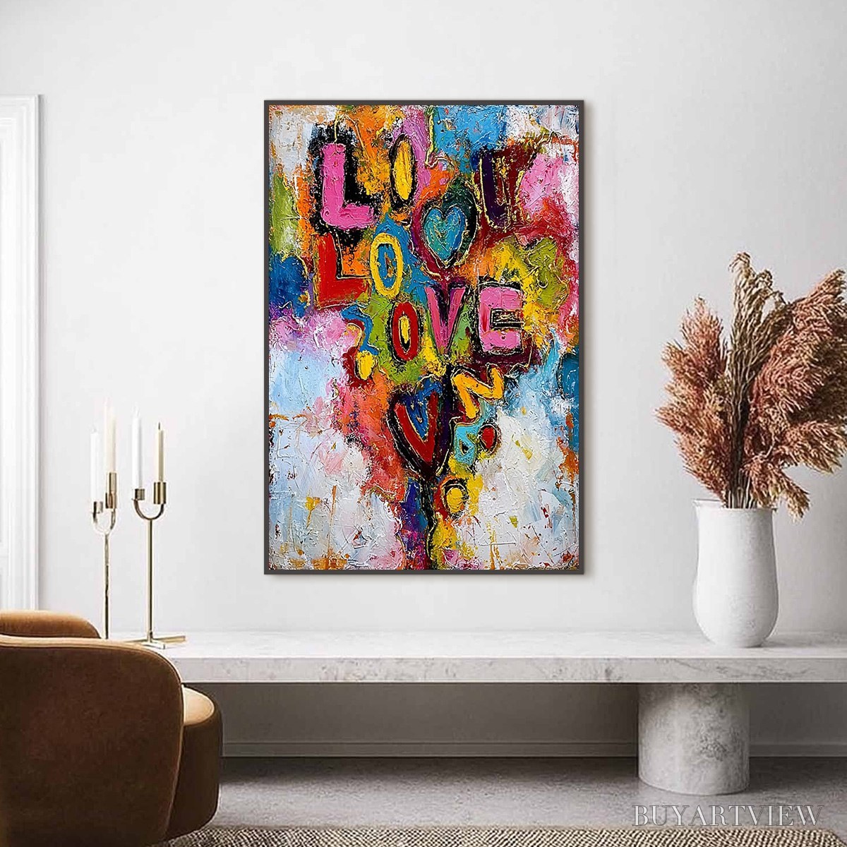 ARTOVITAS Love Cascade – Colorful Textured Abstract Love Graffiti - image 2