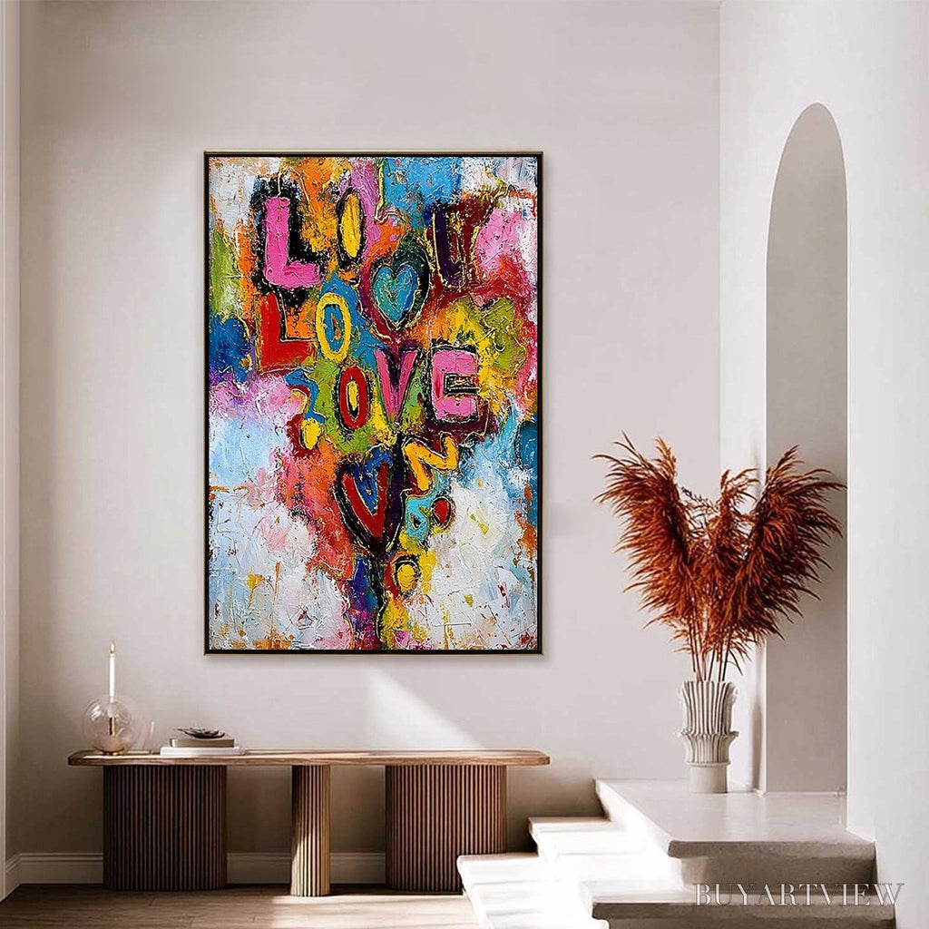 ARTOVITAS Love Cascade – Colorful Textured Abstract Love Graffiti - image 4