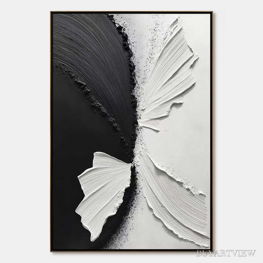 ARTOVITAS Convergence – Textured Black and White Minimalist Impasto - image 1