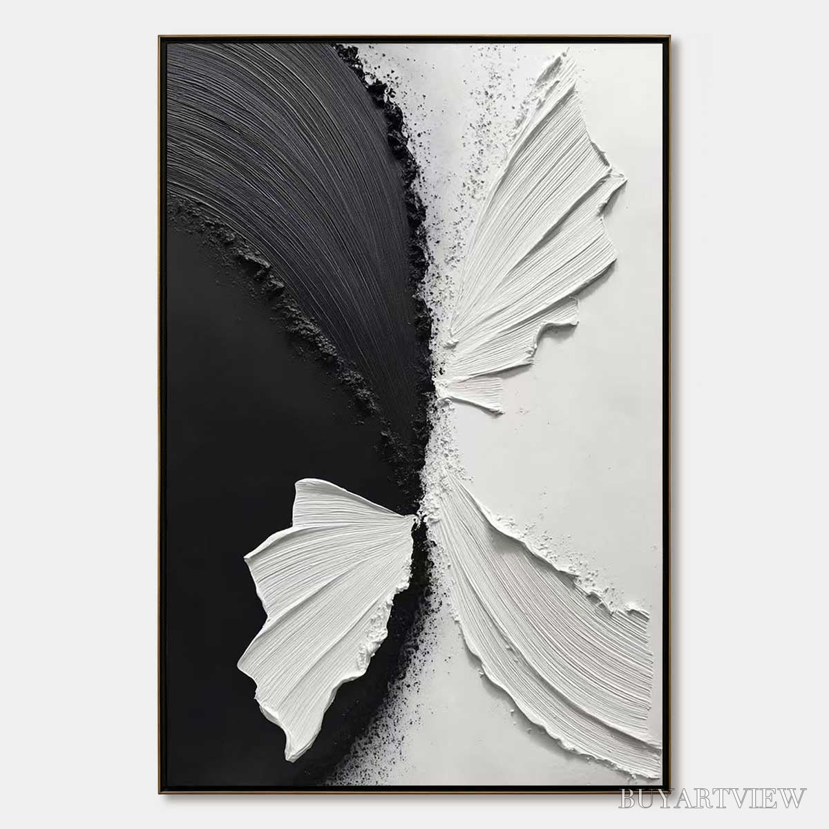 ARTOVITAS Convergence – Textured Black and White Minimalist Impasto - image 1