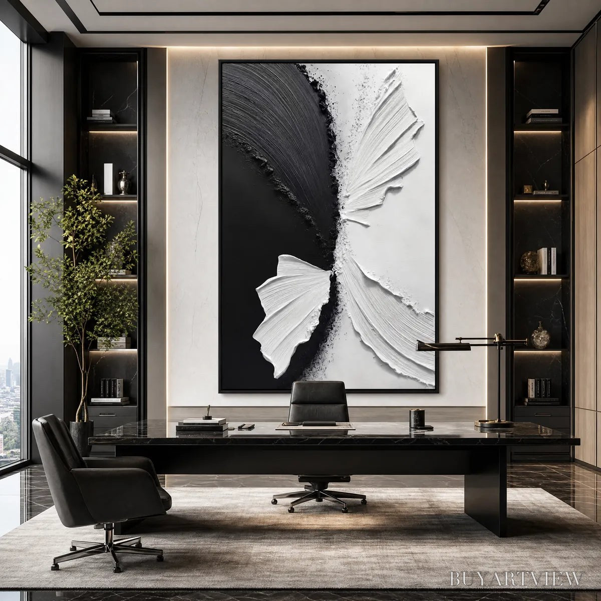 ARTOVITAS Convergence – Textured Black and White Minimalist Impasto - image 2