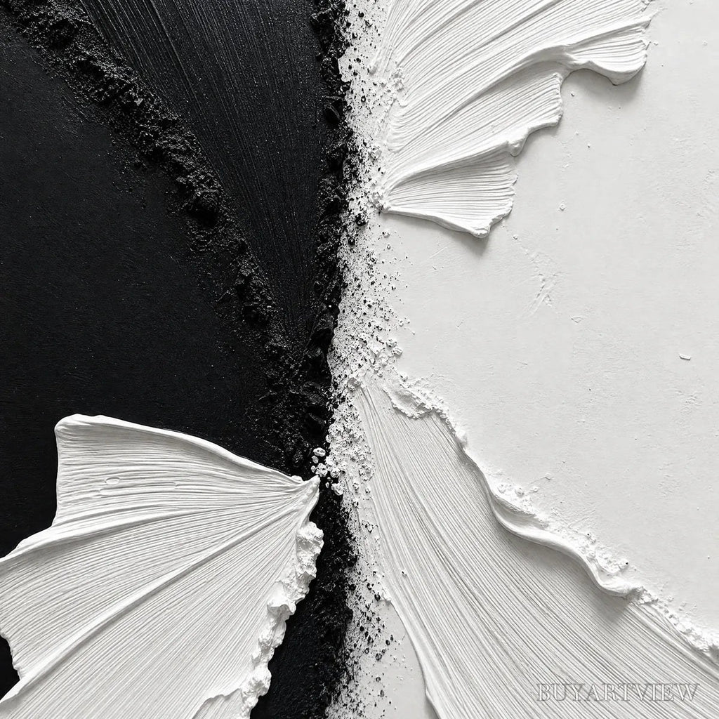 ARTOVITAS Convergence – Textured Black and White Minimalist Impasto - image 3