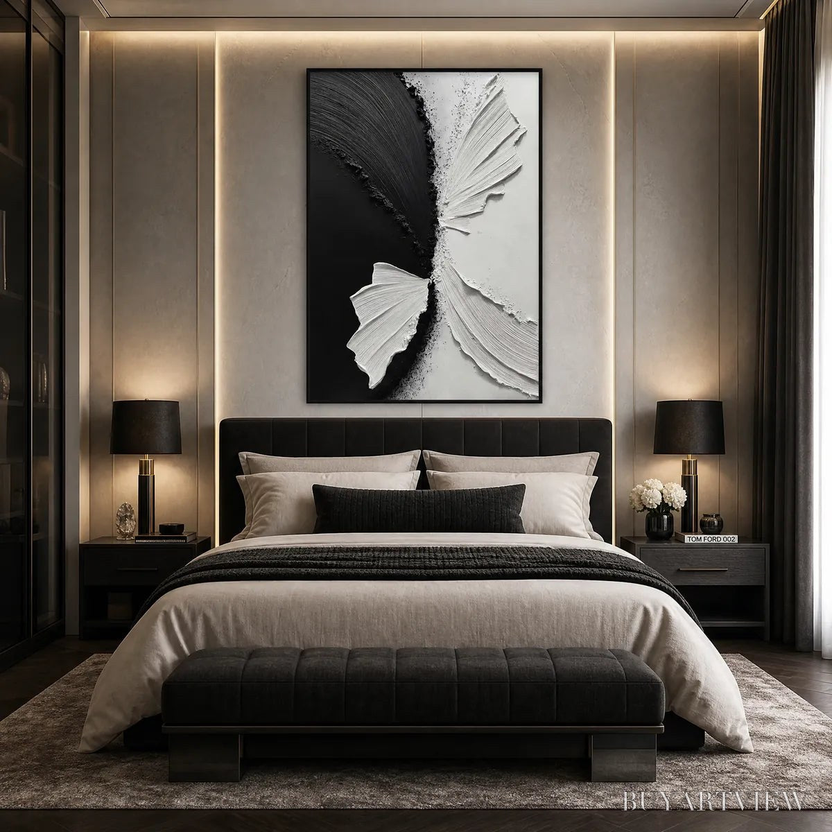 ARTOVITAS Convergence – Textured Black and White Minimalist Impasto - image 4