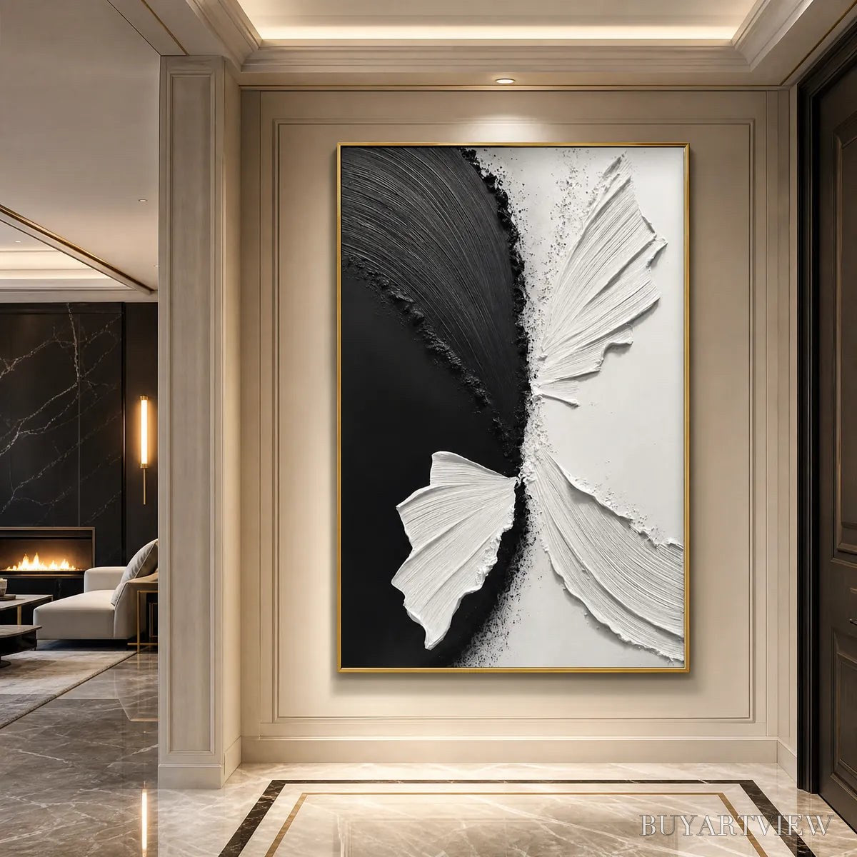 ARTOVITAS Convergence – Textured Black and White Minimalist Impasto - image 5