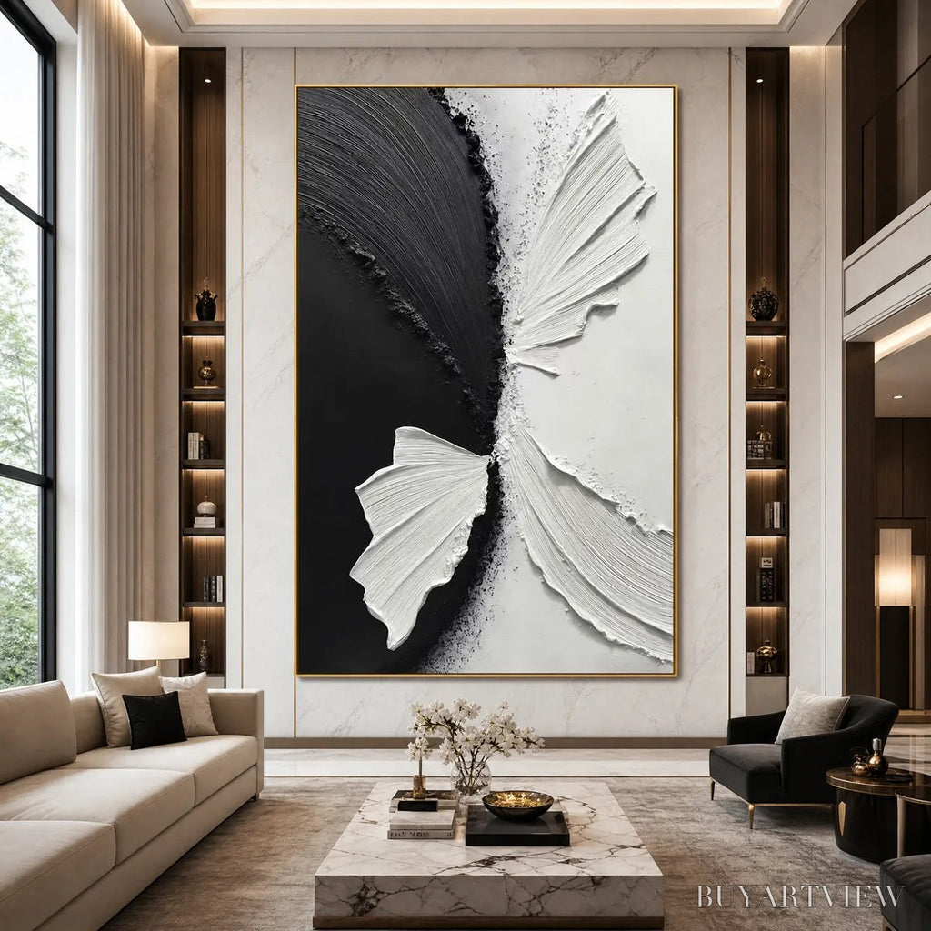 ARTOVITAS Convergence – Textured Black and White Minimalist Impasto - image 6