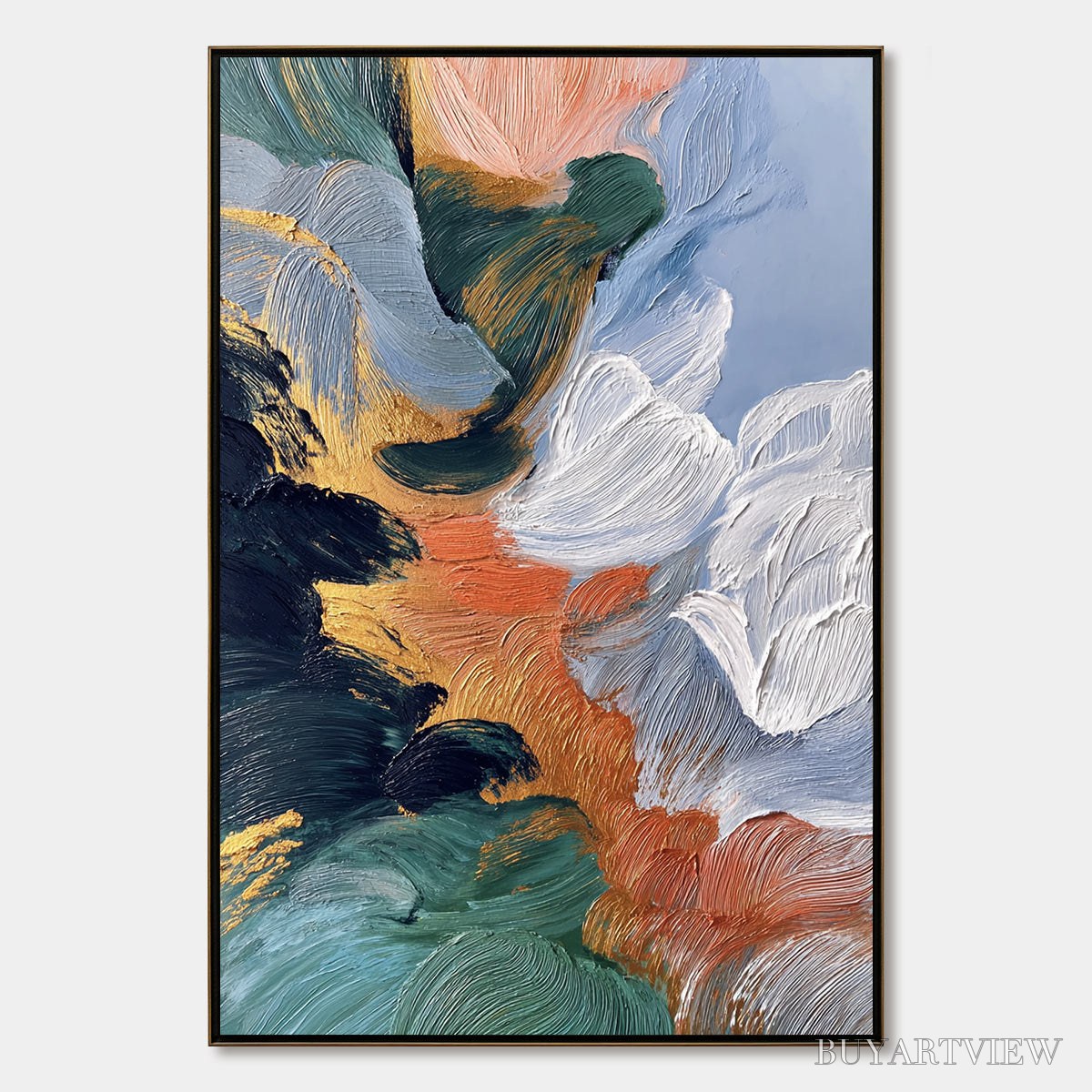 ARTOVITAS Ascension – Textured Impasto Abstract Painting with Gold Accents - image 1