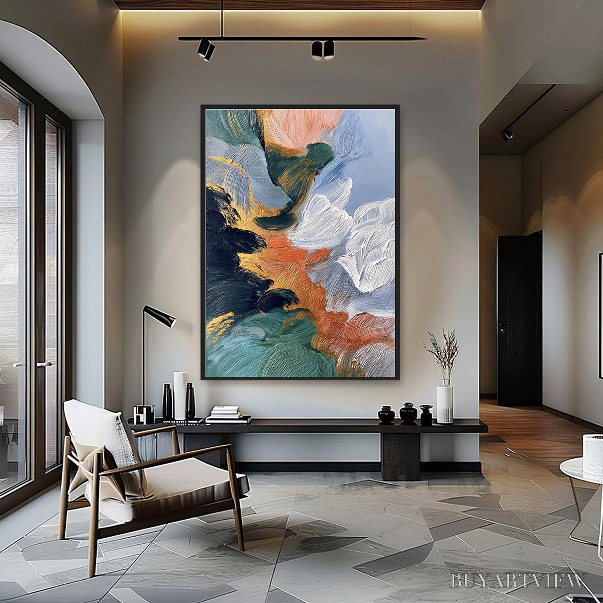 ARTOVITAS Ascension – Textured Impasto Abstract Painting with Gold Accents - image 2