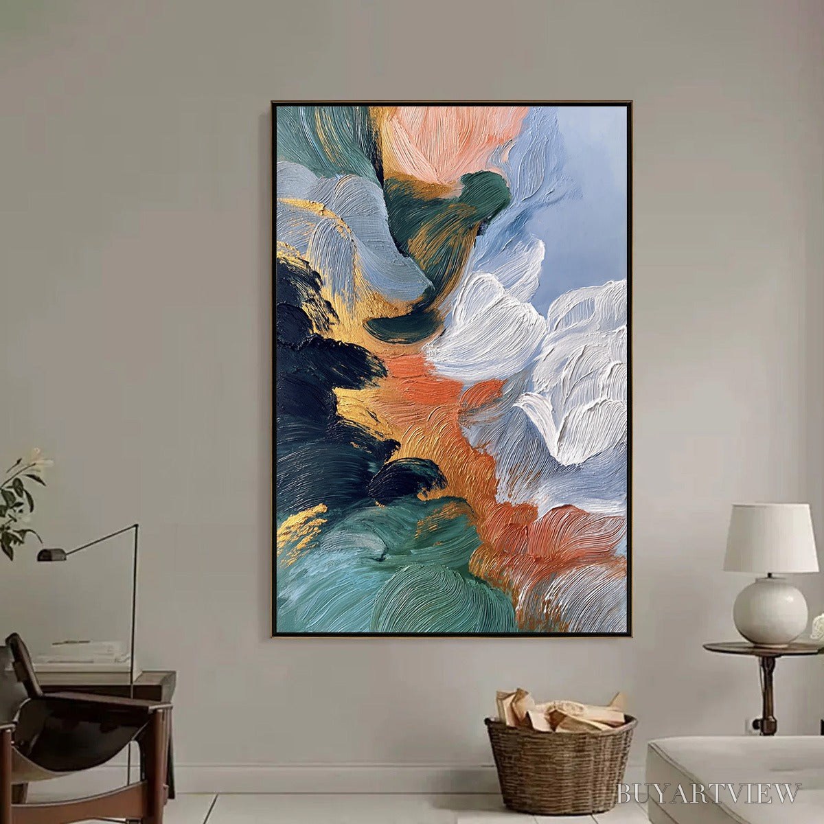 ARTOVITAS Ascension – Textured Impasto Abstract Painting with Gold Accents - image 6