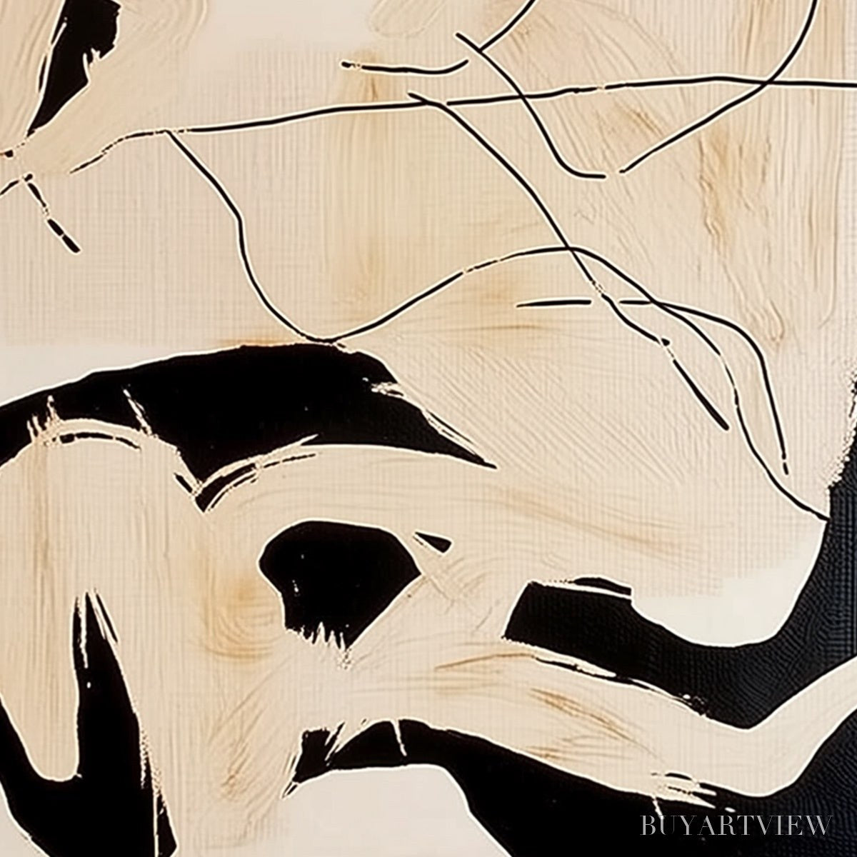 ARTOVITAS Choreography | Black and Beige Abstract Oil Painting for Wall - image 5