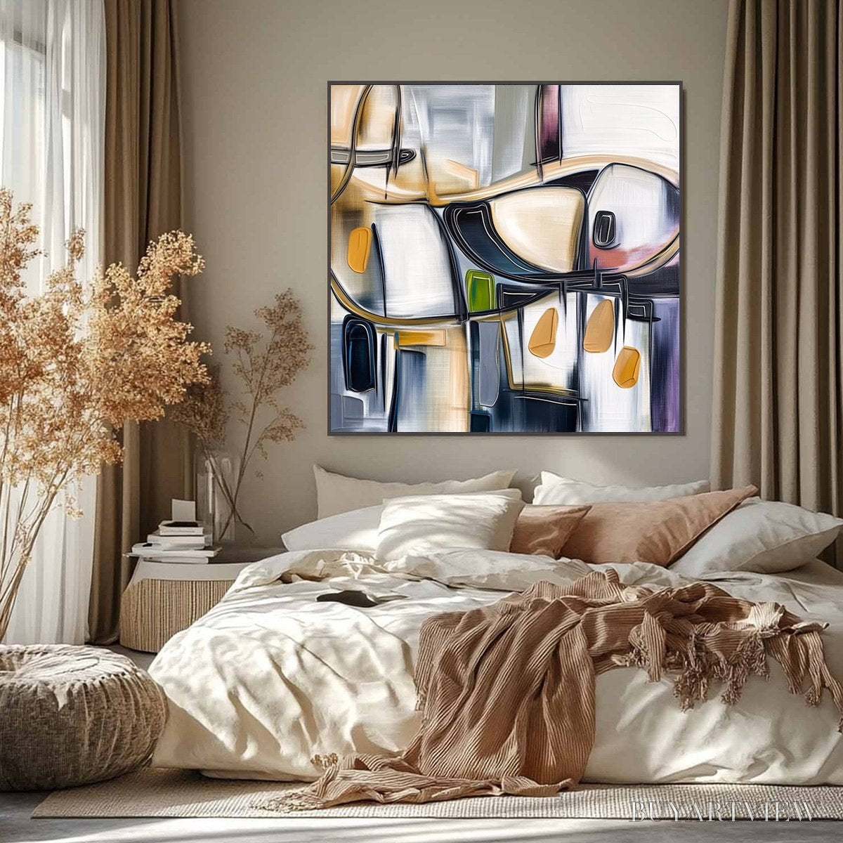 ARTOVITAS Syncopation – Modern Abstract Square Painting with Textured Accents - image 2