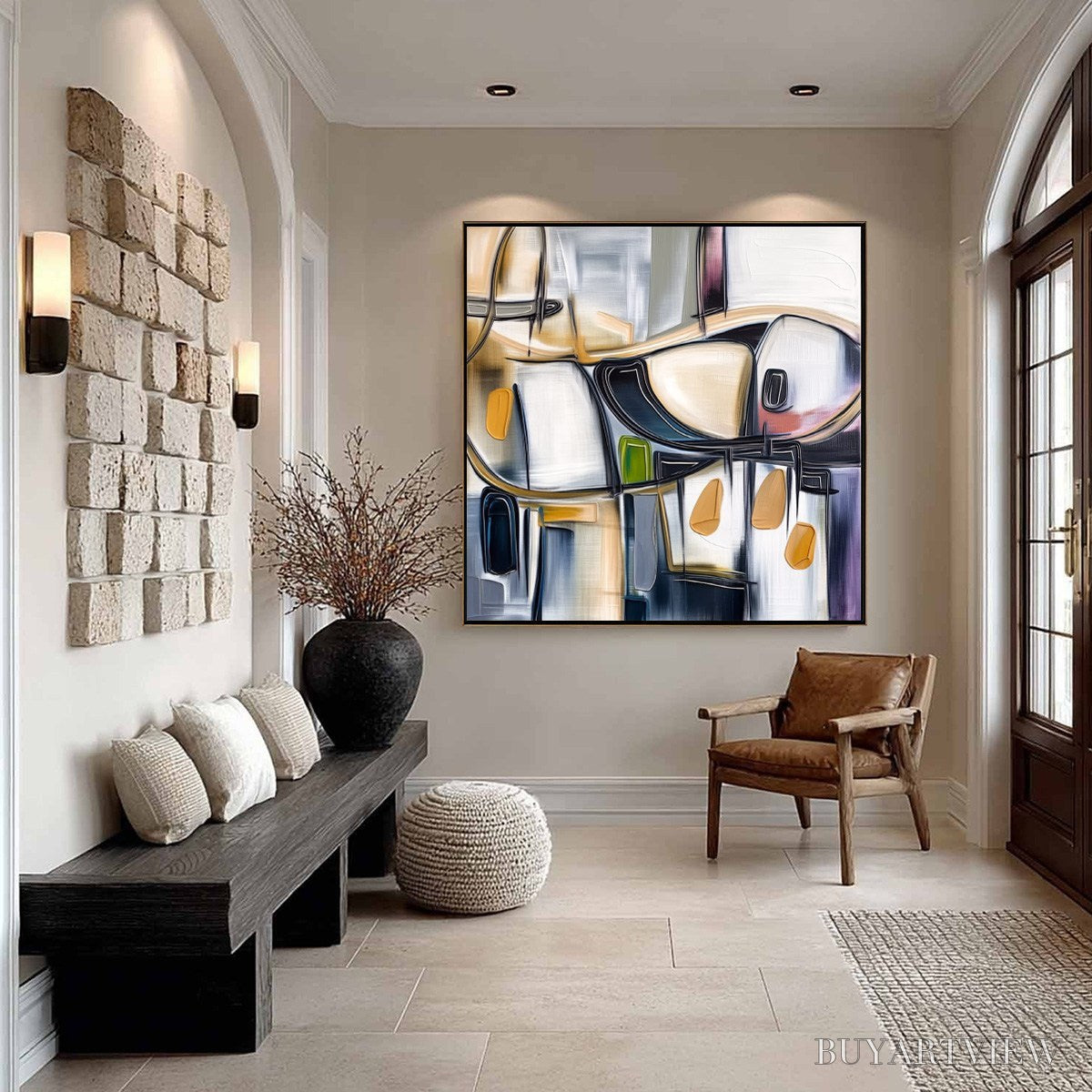 ARTOVITAS Syncopation – Modern Abstract Square Painting with Textured Accents - image 6