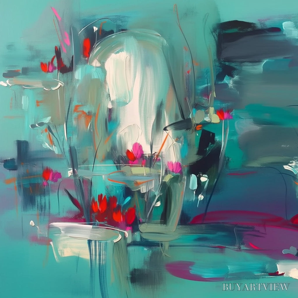 ARTOVITAS Aquatic Reverie – Vibrant Abstract Water Lily Pond Painting - image 3