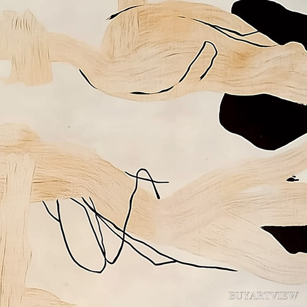 ARTOVITAS Echoes of Silence – Vertical Wabi Sabi Abstract Painting in Neutral Tones - image 3