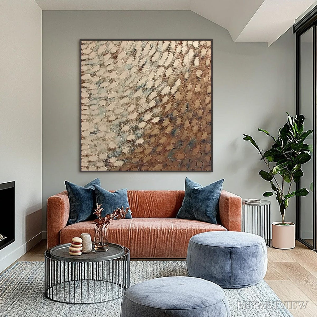 ARTOVITAS Golden Drift – Textured Wabi Sabi Abstract Oil Painting - image 2