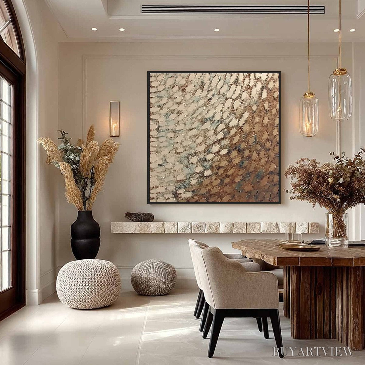 ARTOVITAS Golden Drift – Textured Wabi Sabi Abstract Oil Painting - image 4