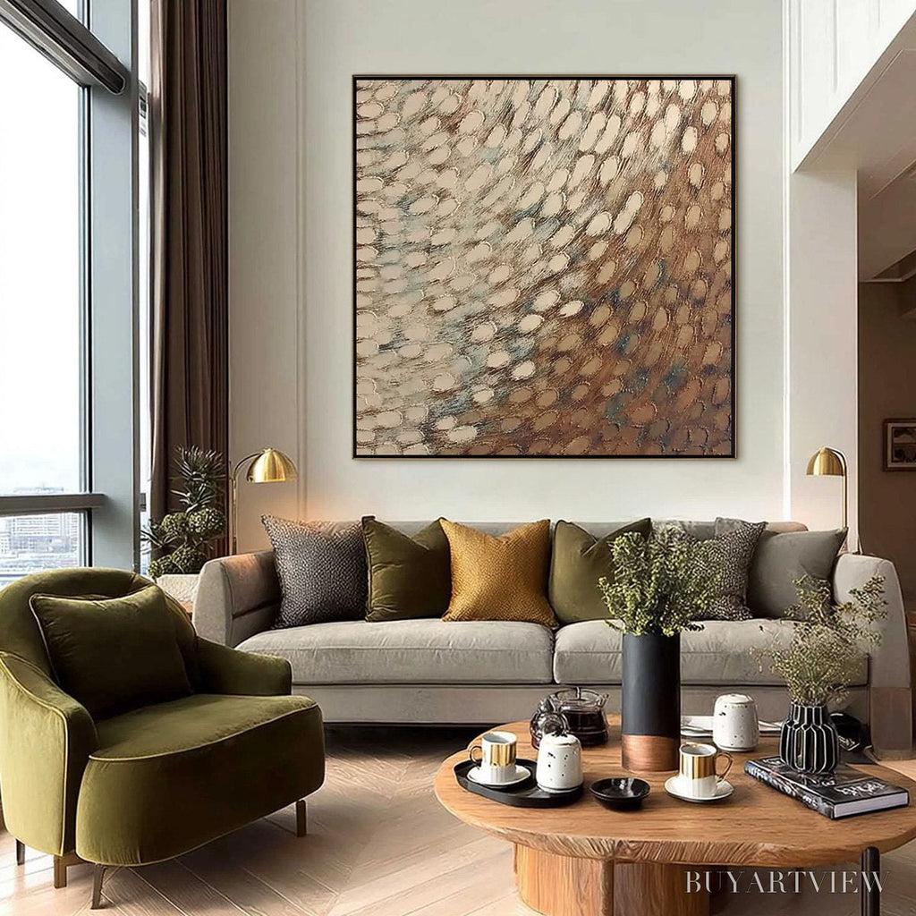 ARTOVITAS Golden Drift – Textured Wabi Sabi Abstract Oil Painting - image 6