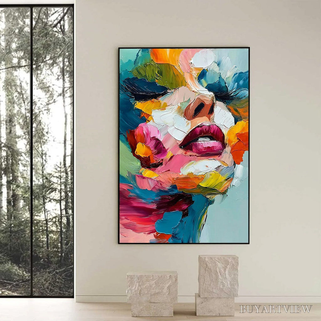 ARTOVITAS Vibrant Repose – Colorful Abstract Portrait Impasto Oil Painting - image 2