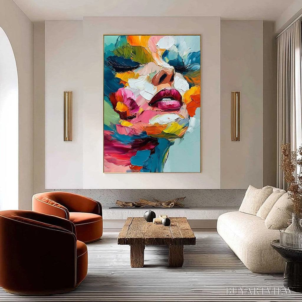ARTOVITAS Vibrant Repose – Colorful Abstract Portrait Impasto Oil Painting - image 6