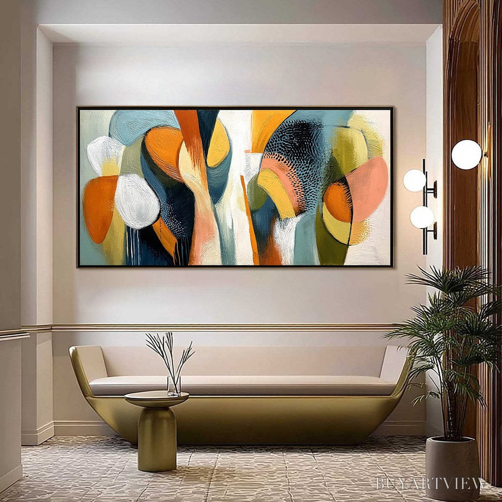 ARTOVITAS Urban Jubilee – Large Colorful Abstract Textured Oil Painting for Modern Decor - image 2