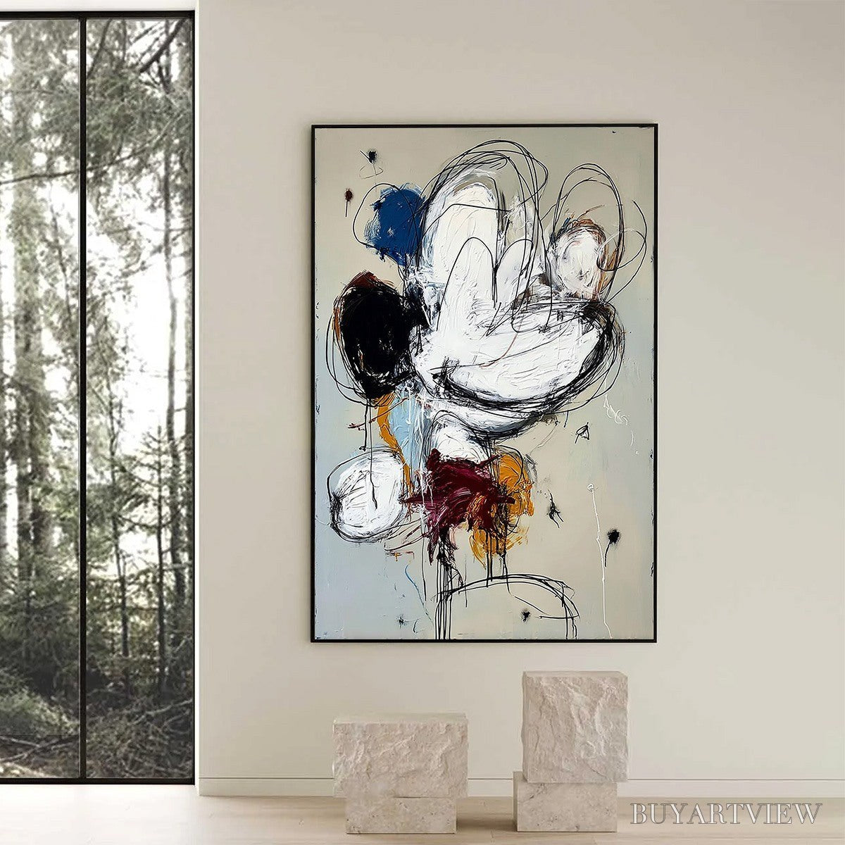 ARTOVITAS Syncopation – Large Vertical Abstract Painting with Dynamic Lines - image 2